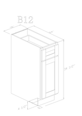 Base 12"- American Oak 12 Inches Base Cabinet